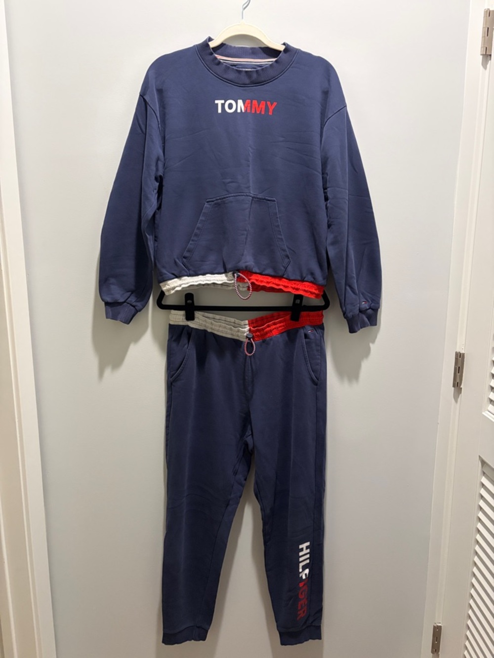 Tommy Hilfiger Navy Sweatshirt and Joggers with Red and White Trim